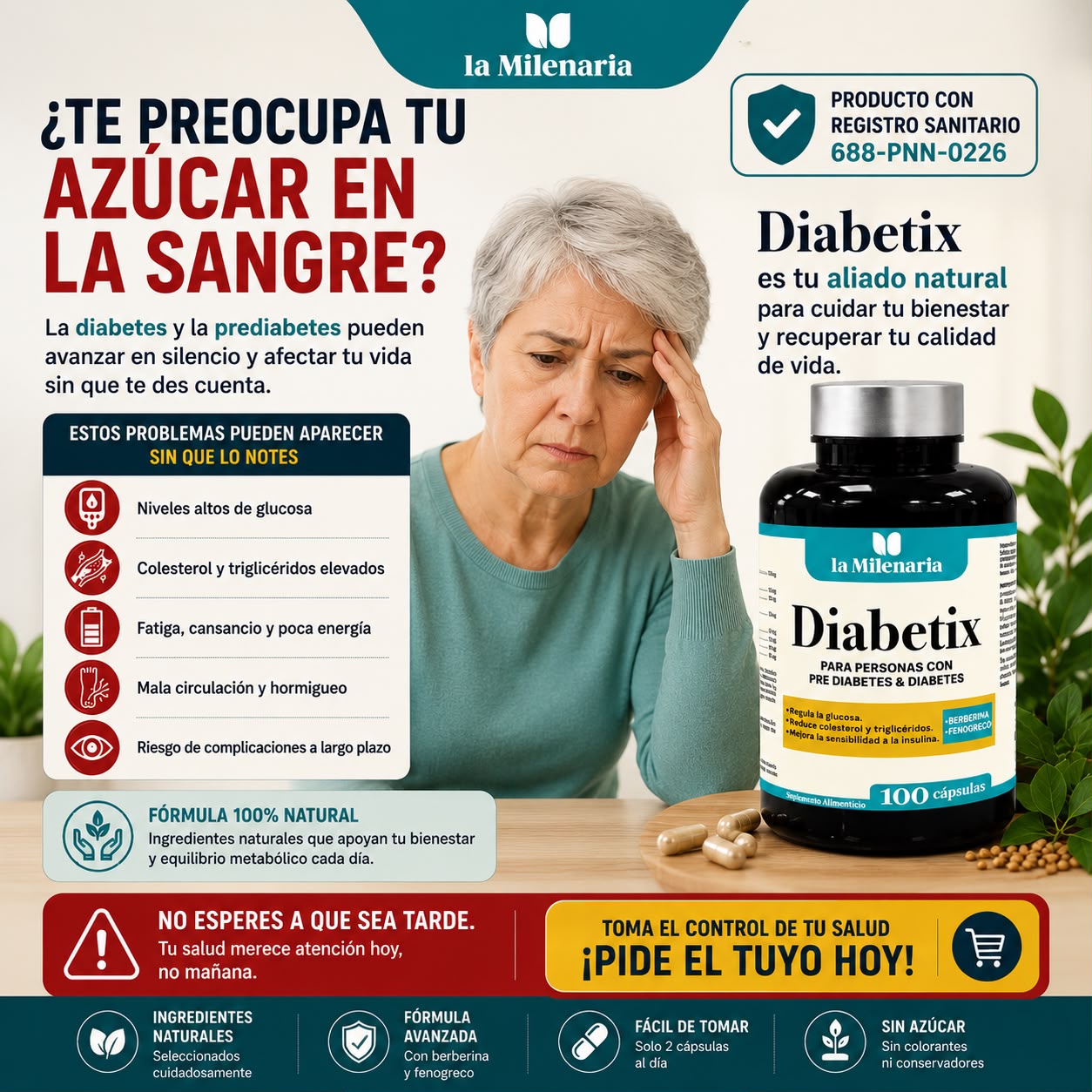 DIABETIX– SUPLEMENTO ALIMENTICIO CON BERBERINA, FENOGRECO Y MAS CON REGISTRO SANITARIO
