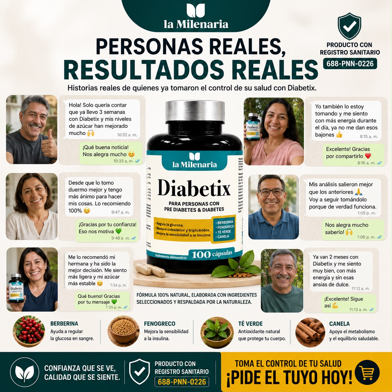 DIABETIX– SUPLEMENTO ALIMENTICIO CON BERBERINA, FENOGRECO Y MAS CON REGISTRO SANITARIO